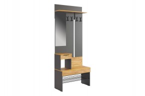 БАСКО Прихожая (модульная) графит/дуб крафт золотой в Кунгуре - kungur.ok-mebel.com | фото 6