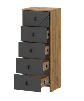 БАЙКАЛ Комод (5 ящиков) Графит/Дуб золотой в Кунгуре - kungur.ok-mebel.com | фото 2
