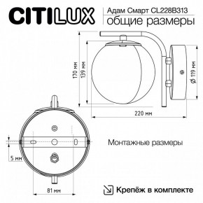 Бра Citilux Адам Смарт CL228B313 в Кунгуре - kungur.ok-mebel.com | фото 8