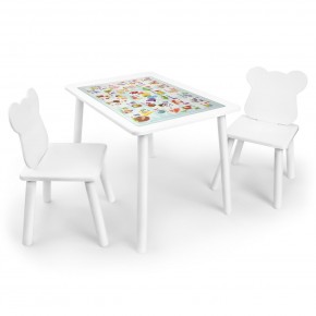 Детский комплект стол и два стула Мишка Rolti Baby с накладкой Алфавит (белая столешница/белое сиденье/белые ножки) в Кунгуре - kungur.ok-mebel.com | фото 1