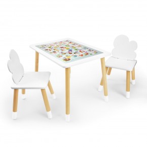 Детский комплект стол и два стула Облачко Rolti Baby с накладкой Алфавит (белая столешница/белое сиденье/береза ножки) в Кунгуре - kungur.ok-mebel.com | фото 1