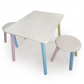 Детский комплект стол и два табурета круглых  (Белый, Белый, Цветной) в Кунгуре - kungur.ok-mebel.com | фото 2