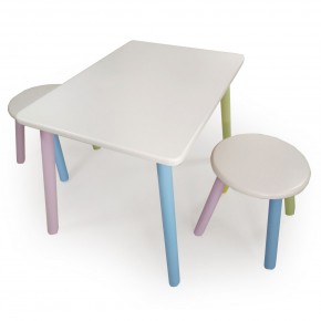 Детский комплект стол и два табурета круглых с накладкой Алфавит (Белый, Белый, Цветной) в Кунгуре - kungur.ok-mebel.com | фото 3