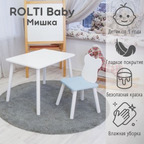 Детский комплект стол и стул «Мишка» Rolti Baby  (голубая столешница/голубое сиденье/белые ножки) в Кунгуре - kungur.ok-mebel.com | фото 1