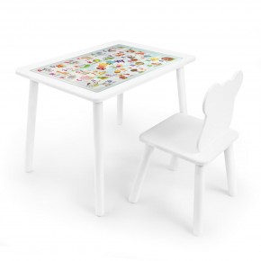 Детский комплект стол и стул Мишка Rolti Baby с накладкой Алфавит (белая столешница/белое сиденье/белые ножки) в Кунгуре - kungur.ok-mebel.com | фото