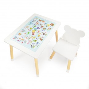Детский комплект стол и стул Мишка Rolti Baby с накладкой Алфавит (белая столешница/белое сиденье/береза ножки) в Кунгуре - kungur.ok-mebel.com | фото 2