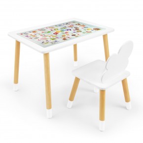 Детский комплект стол и стул Облачко Rolti Baby с накладкой Алфавит (белая столешница/белое сиденье/береза ножки) в Кунгуре - kungur.ok-mebel.com | фото 1