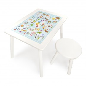 Детский комплект стол и табурет круглый Rolti Baby с накладкой Алфавит (белая столешница/белое сиденье/белые ножки) в Кунгуре - kungur.ok-mebel.com | фото 1