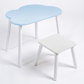 Детский комплект стол ОБЛАЧКО  и табурет Rolti Baby (голубая столешница/белое сиденье/белые ножки) в Кунгуре - kungur.ok-mebel.com | фото 1
