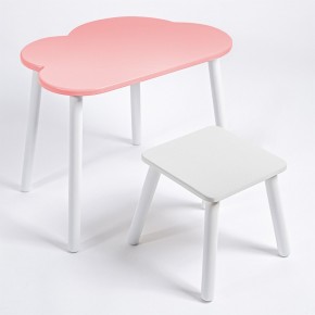 Детский комплект стол ОБЛАЧКО  и табурет Rolti Baby (розовая столешница/белое сиденье/белые ножки) в Кунгуре - kungur.ok-mebel.com | фото