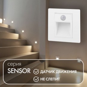 DK1020-WH Светильник встраиваемый в стену c датчиком движения, IP 20, LED 3000, 1 Вт, белый, пластик в Кунгуре - kungur.ok-mebel.com | фото 2