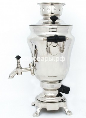 Электрический самовар из латуни никелированный на 1,5 литра форма "Тюльпан" с защитой от выкипания в Кунгуре - kungur.ok-mebel.com | фото 1