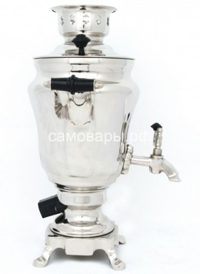 Электрический самовар из латуни никелированный на 1,5 литра форма "Тюльпан" с защитой от выкипания в Кунгуре - kungur.ok-mebel.com | фото 3