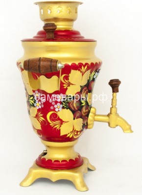 Электрический самовар "Тюльпан" 1,5 литра с росписью "Хохлома на красном" в Кунгуре - kungur.ok-mebel.com | фото 2