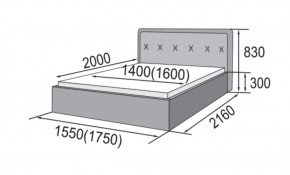 ГРЕТА Кровать 1400 (экокожа бежевая) в Кунгуре - kungur.ok-mebel.com | фото 2