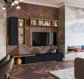 ХЛОЯ Гостиная (Дуб Вотан/Обсидиан) модульная в Кунгуре - kungur.ok-mebel.com | фото