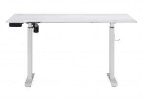 Компьютерный стол Маркос с механизмом подъема 140х80х75 белый / шагрень белая в Кунгуре - kungur.ok-mebel.com | фото 3
