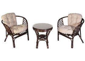 Комплект Багама дуэт, подушки светлые обычные шенил (Темно-коричневый) стол круглый в Кунгуре - kungur.ok-mebel.com | фото 1