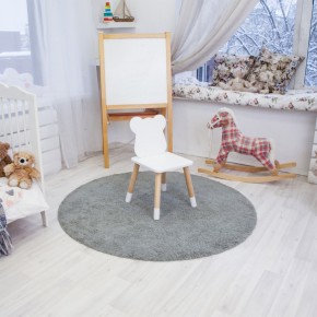 Комплект детский стол КРУГЛЫЙ и два стула МИШКА ROLTI Baby (белая столешница/белое сиденье/береза ножки) в Кунгуре - kungur.ok-mebel.com | фото