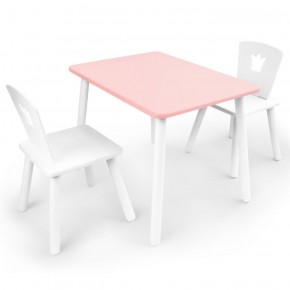 Комплект детской мебели стол и два стула Корона  (Розовый/Белый/Белый) в Кунгуре - kungur.ok-mebel.com | фото