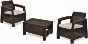 Комплект мебели Корфу Уикенд (Corfu Weekend) коричневый - серо-бежевый * в Кунгуре - kungur.ok-mebel.com | фото 1