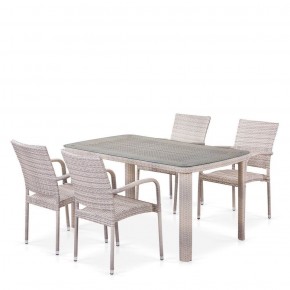 Комплект плетеной мебели T256C/Y376C-W85 Latte (4+1) + подушки на стульях в Кунгуре - kungur.ok-mebel.com | фото