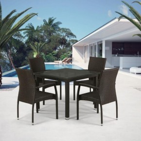 Комплект плетеной мебели T257A/YC379A-W53 Brown (4+1) + подушки на стульях в Кунгуре - kungur.ok-mebel.com | фото 1