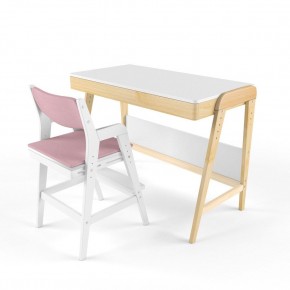 Комплект растущий стол и стул с чехлом 38 попугаев «Вуди» (Белый, Белый, Розовый) в Кунгуре - kungur.ok-mebel.com | фото