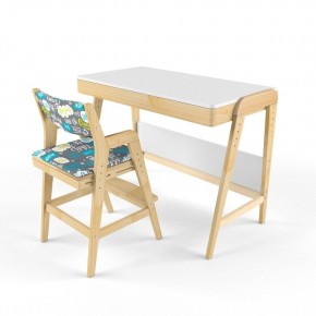 Комплект растущий стол и стул с чехлом 38 попугаев «Вуди» (Белый, Без покрытия, Салют) в Кунгуре - kungur.ok-mebel.com | фото