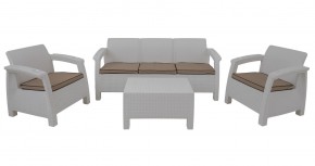Комплект уличной мебели Yalta Premium Terrace Triple Set (Ялта) белый (+подушки под спину) в Кунгуре - kungur.ok-mebel.com | фото