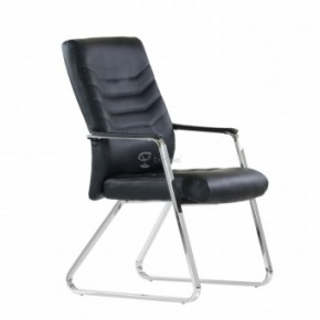 Кресло Barneo K-25 для посетителей и переговорных (хром, черная экокожа) в Кунгуре - kungur.ok-mebel.com | фото