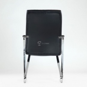 Кресло Barneo K-25 для посетителей и переговорных (хром, черная экокожа) в Кунгуре - kungur.ok-mebel.com | фото 3