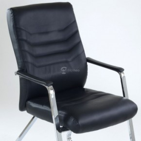 Кресло Barneo K-25 для посетителей и переговорных (хром, черная экокожа) в Кунгуре - kungur.ok-mebel.com | фото 4