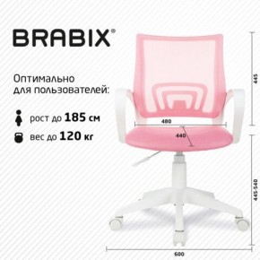 Кресло BRABIX "Fly MG-396W", с подлокотниками, пластик белый, сетка, розовое, 533008 в Кунгуре - kungur.ok-mebel.com | фото 5