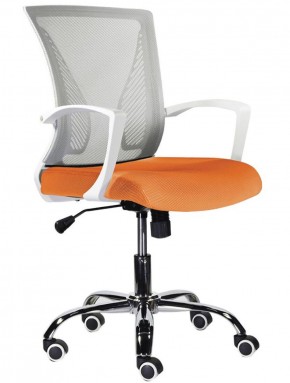 Кресло BRABIX "Wings MG-306", пластик белый, хром, сетка, серое/оранжевое, 532011 в Кунгуре - kungur.ok-mebel.com | фото