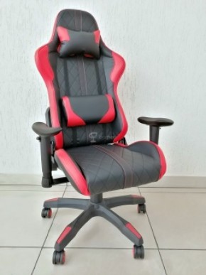 Кресло геймерское Barneo K-52 (черная экокожа красные вставки) в Кунгуре - kungur.ok-mebel.com | фото