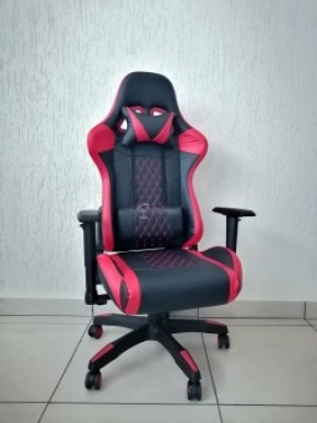Кресло геймерское Barneo K-53 (черная экокожа красные вставки) в Кунгуре - kungur.ok-mebel.com | фото