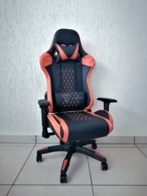 Кресло геймерское Barneo K-53 (черная экокожа оранжевые вставки) в Кунгуре - kungur.ok-mebel.com | фото
