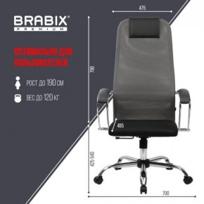 Кресло офисное BRABIX PREMIUM "Ultimate EX-800" хром, плотная двойная сетка Х2, черное/серое, 532912 в Кунгуре - kungur.ok-mebel.com | фото 3