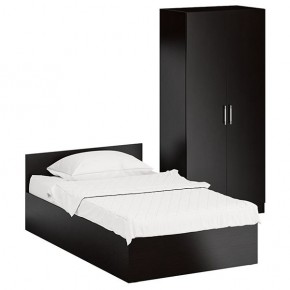 Кровать 1200 + Шкаф 2-х створчатый Стандарт, цвет венге, ШхГхВ 123,5х203,5х70 + 90х52х200 см., сп.м. 1200х2000 мм., без матраса, основание есть в Кунгуре - kungur.ok-mebel.com | фото