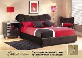 Кровать 1400 Феодосия со стразами в ткани "Конфетти кофе" (коричневый) серия Норма (+основание на опорах) в Кунгуре - kungur.ok-mebel.com | фото