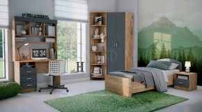 МАРТИНА Кровать 800 с настилом ЛДСП (Графит/Дуб крафт) в Кунгуре - kungur.ok-mebel.com | фото 2