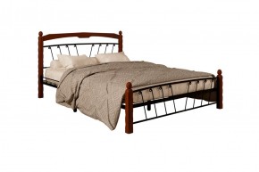 Кровать "Муза 1" КМД10 Черная (1600*2000) (ножки-махагон) с коваными изделиями в Кунгуре - kungur.ok-mebel.com | фото