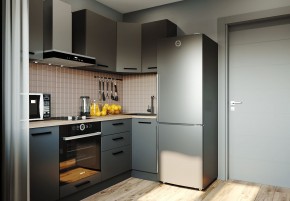 Кухня угловая Антрацит 2200х1000 (Стол. 38мм) в Кунгуре - kungur.ok-mebel.com | фото