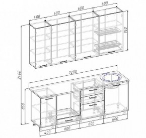 Кухонный гарнитур Антрацит 2200 (Стол. 26мм) в Кунгуре - kungur.ok-mebel.com | фото 3