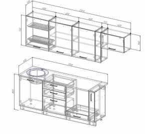 Кухонный гарнитур Антрацит 2550 (Стол. 26мм) в Кунгуре - kungur.ok-mebel.com | фото 2