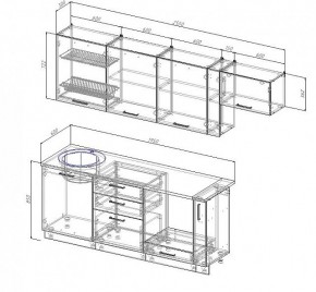 Кухонный гарнитур Антрацит 2550 (Стол. 38мм) в Кунгуре - kungur.ok-mebel.com | фото 3