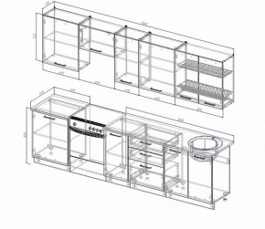 Кухонный гарнитур Антрацит 3000 (Стол. 26мм) в Кунгуре - kungur.ok-mebel.com | фото 2