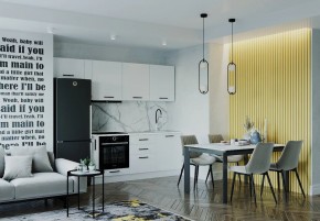 Кухонный гарнитур Белый Глянец 2550 (Стол. 38мм) в Кунгуре - kungur.ok-mebel.com | фото