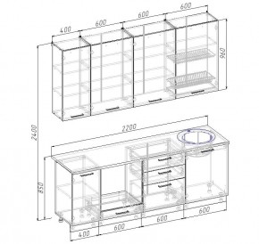 Кухонный гарнитур Капри 2200 h950 (Стол. 38мм) в Кунгуре - kungur.ok-mebel.com | фото 2